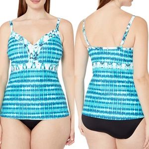 Tankini tie-dye navy, teal and white swimsuit size S-M